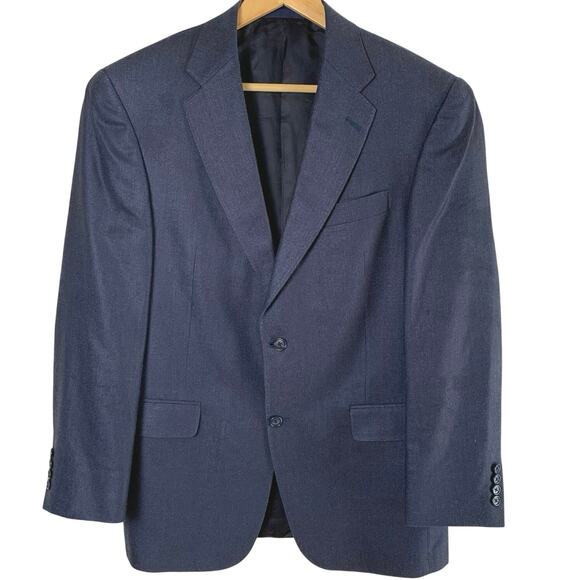 Hart Schaffner Marx Size 40R Men's Wool Silk Sport Coat Blazer Jacket Navy Blue